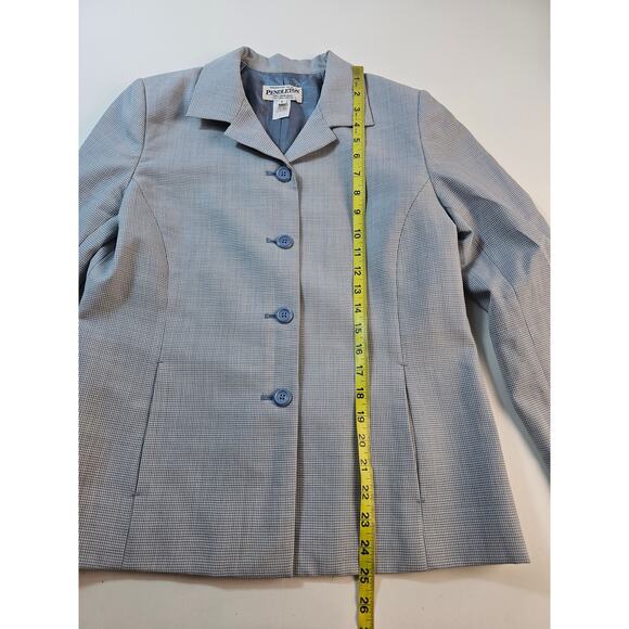 Vintage Pendleton 100% virgin wool light blue houndstooth size 6 womens blazer - Picture 9 of 9
